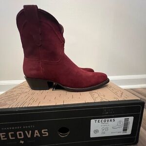Tecovas Red Suede Cowboy Boots